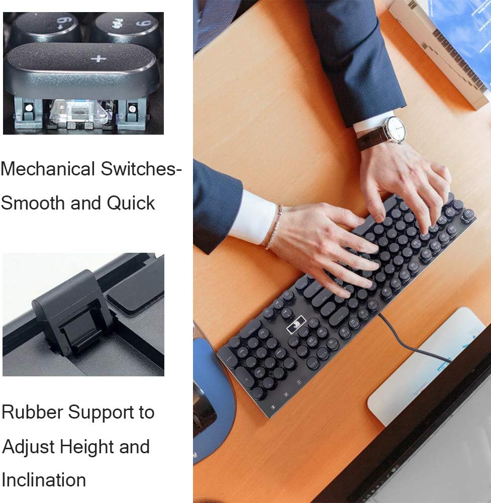 Up To 40% OFF E-Yooso Z-88 Splash-Proof Round-Key Retro Typewriter Style Full 104-Key RGB Backlit Mechanical Keyboard with DIY Replaceable Blue Switches(No-Soldering). 🔥 Cashback up to 70% E-Yooso Z-88 Splash-Proof Round-Key Retro Typewriter Style Full 104-Key RGB Backlit Mechanical Keyboard with DIY Replaceable Blue Switches(No-Soldering).