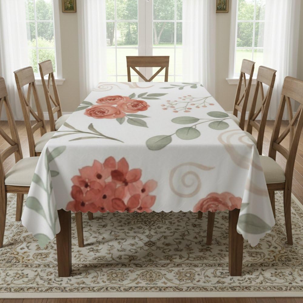 Hydrangea Leaf Print Table Cover 60x120 in, Reusable Fun Coffee Table Cover, 4Th Birthday Decorations Girl Elegant Cloth Rectangle for Seasonal Party Farm Party