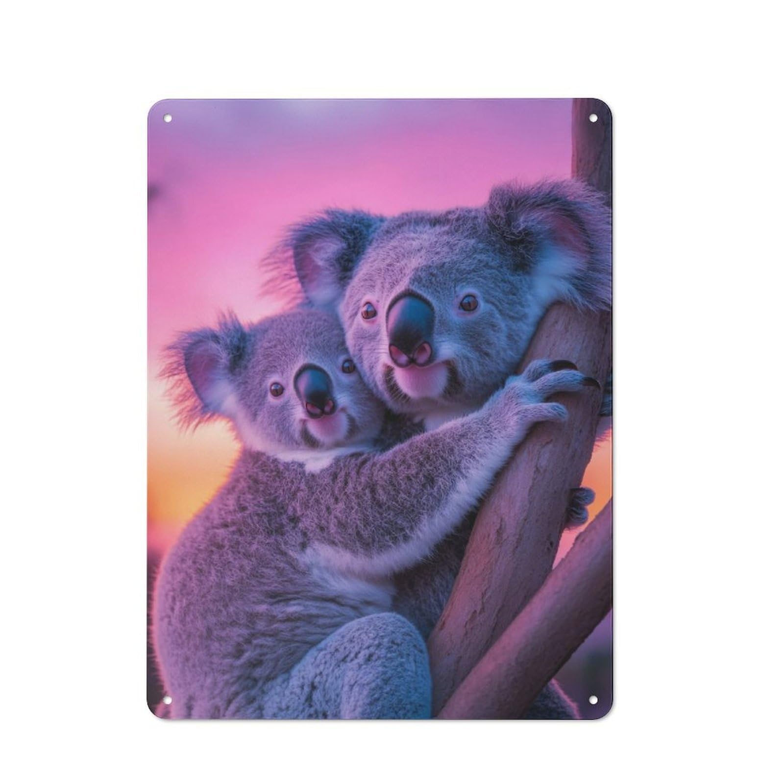 Junmoney Koala Couple At Sunset Tin Sign 40X30cm With For Workshop Wall, Vintage Decor, For Metal Sign Collectors, For Garage And Workshop Walls