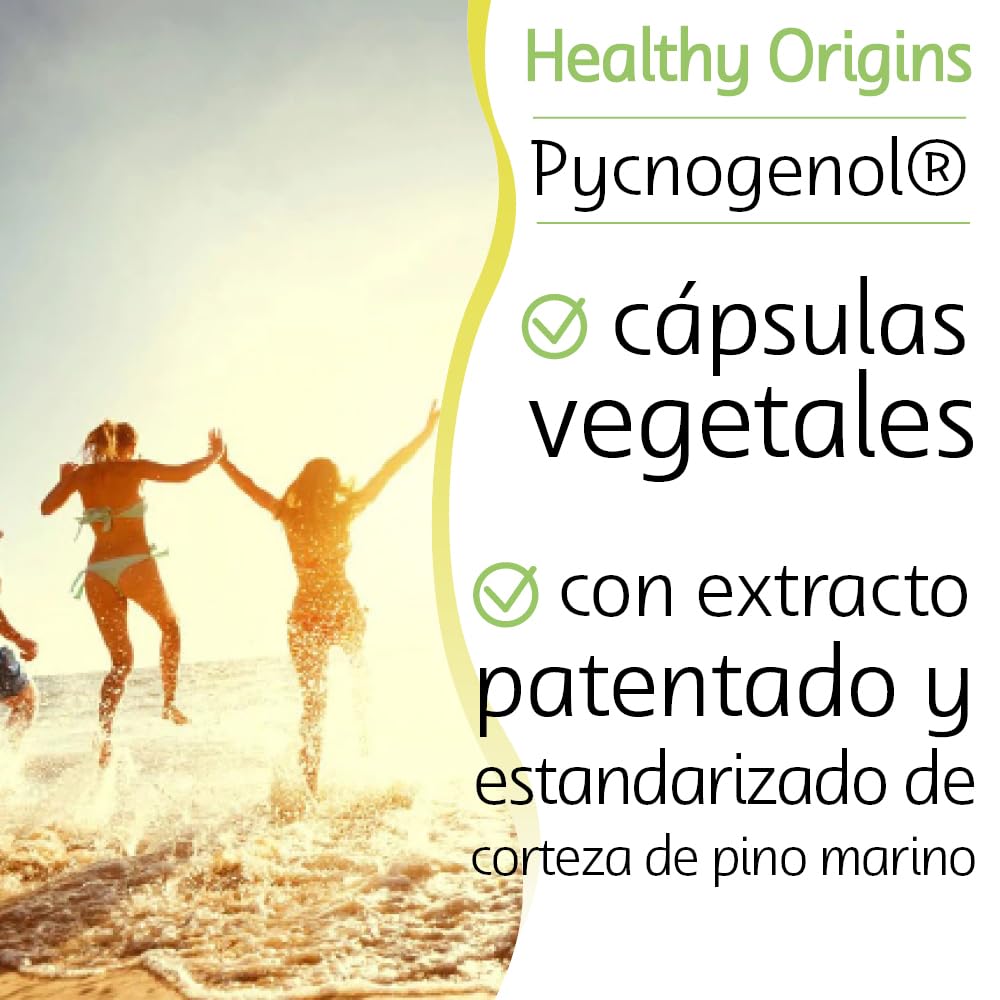 Healthy Origins, Pycnogenol, 100mg, Extracto de Corteza de Pino con Procianidinas, 120 Cápsulas veganas, Testado en Laboratorio, Sin Soja, Sin Gluten, Vegetariano, No GMO