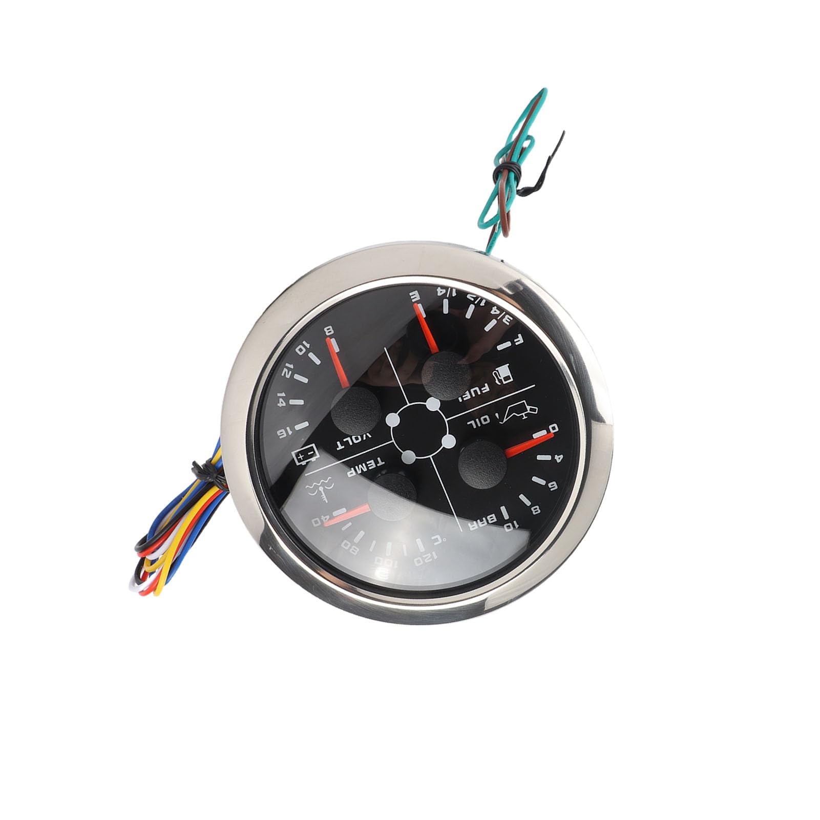 aqxreight Jauge Marine 4-en-1 85mm Pression D'huile Température Voltage