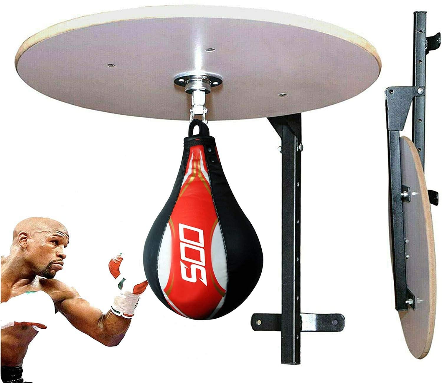 SOO Fitness MMA Boxeo Speedball Plataforma Saco de Boxeo Marco Soporte Giratorio Muay Thai Ejercicio Entrenamiento Entrenamiento Set de Entrenamiento Rojo Negro L