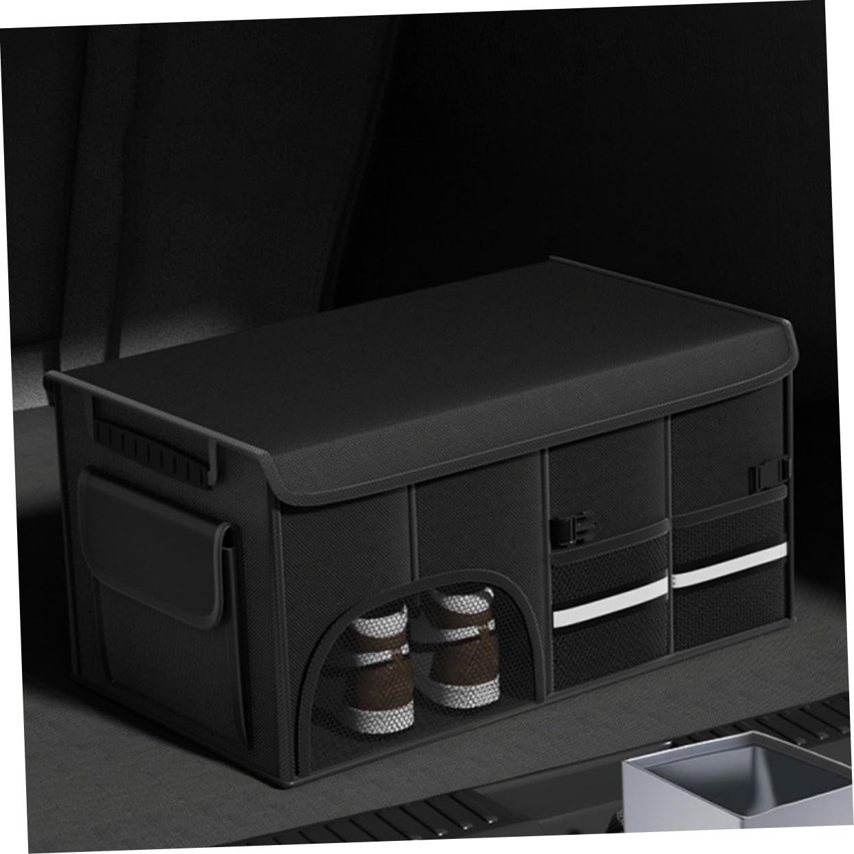 Organizador de Maletero Plegable de Gran Capacidad en Tela Oxford, Caja de Almacenamiento para Maletero de Coche Negro, Adecuado para Camping y Organización en Casa