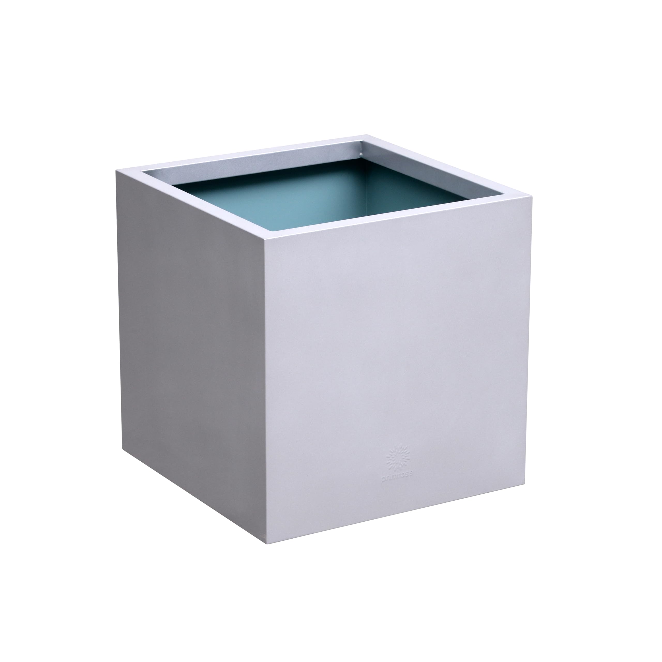 Primrose Galvanised Silver Cube Planter Plant Pot 40cm - Outdoor