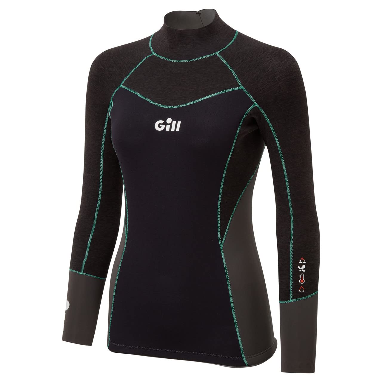Gill Womens Zentherm 2.5mm GBS Neoprene Wetsuit Top - Negro - Capas térmicas térmicas y Capas de Dry rápido