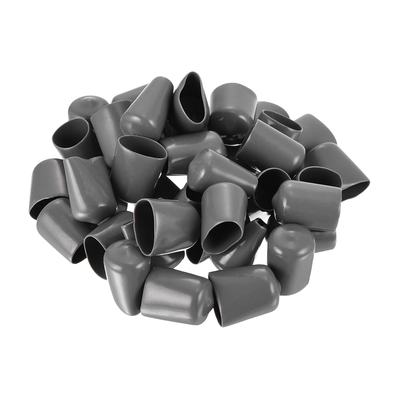 uxcell 100pcs Rubber End Caps 14mm ID Vinyl PVC Round Tube Bolt Cap Cover Screw Thread Protectors Dark Grey