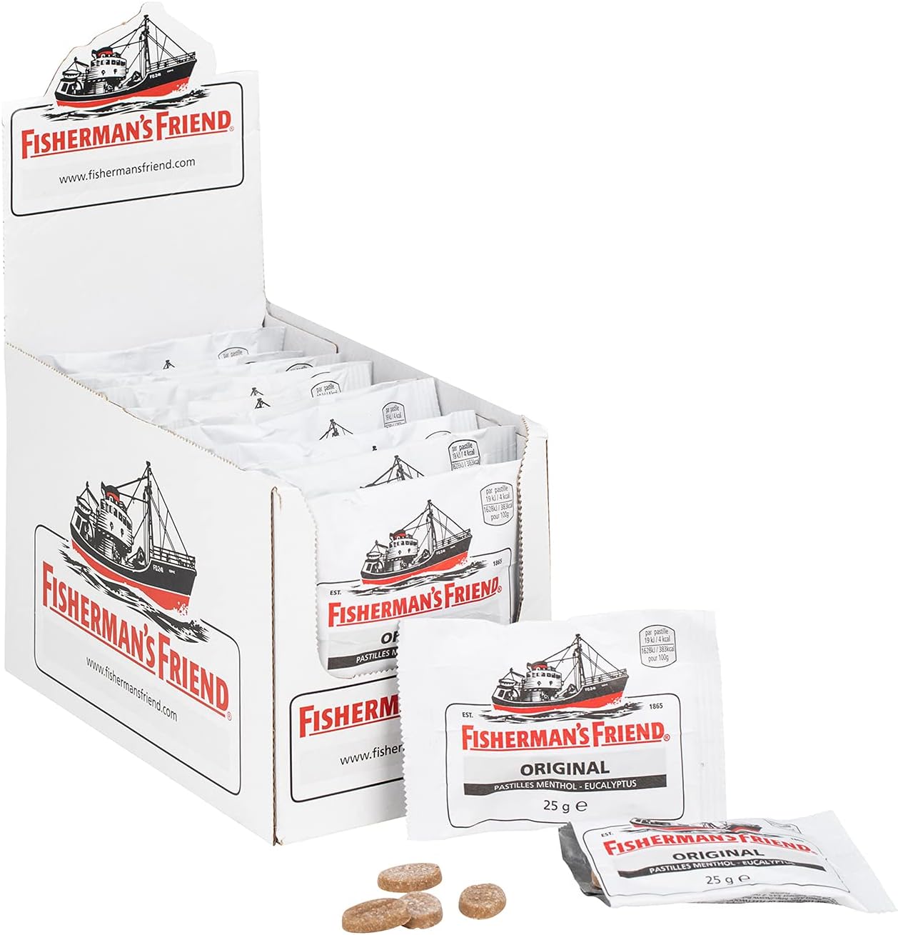 Fisherman’s Friend Original Extra Strong Lozenges, Menthol & Eucalyptus Throat Lozenges, Pack of 24