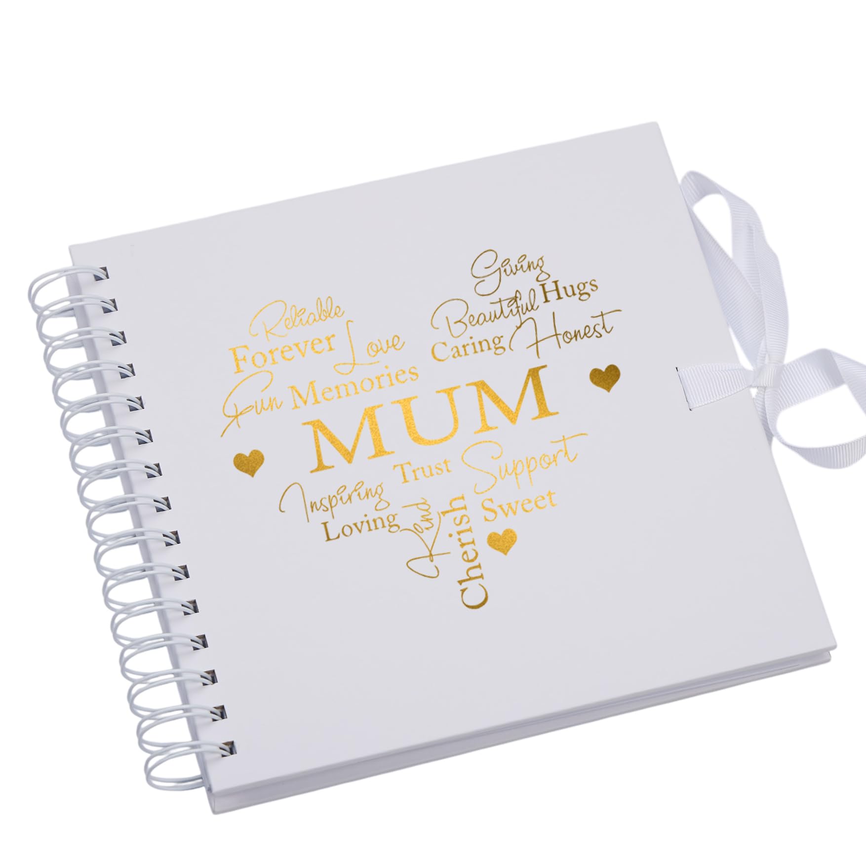Ukgiftstoreonline White Mum Scrapbook Guest Book Or Photo Album With Gold Script