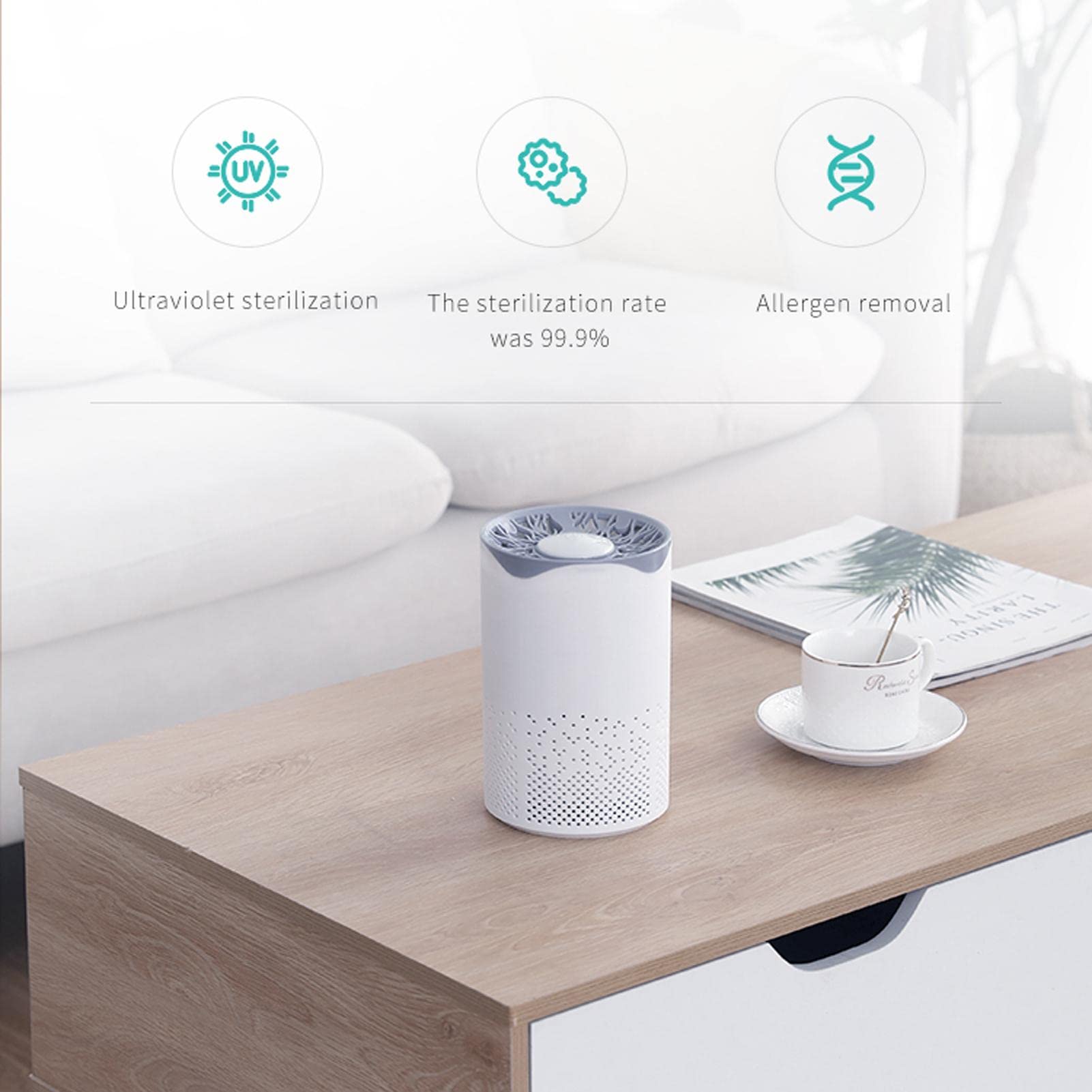 Purificateur D'Air Compact USB Pour Maison - Élimine Odeurs, Poils D'Animaux, Poussière - Silencieux - Pour Salon, Bureau