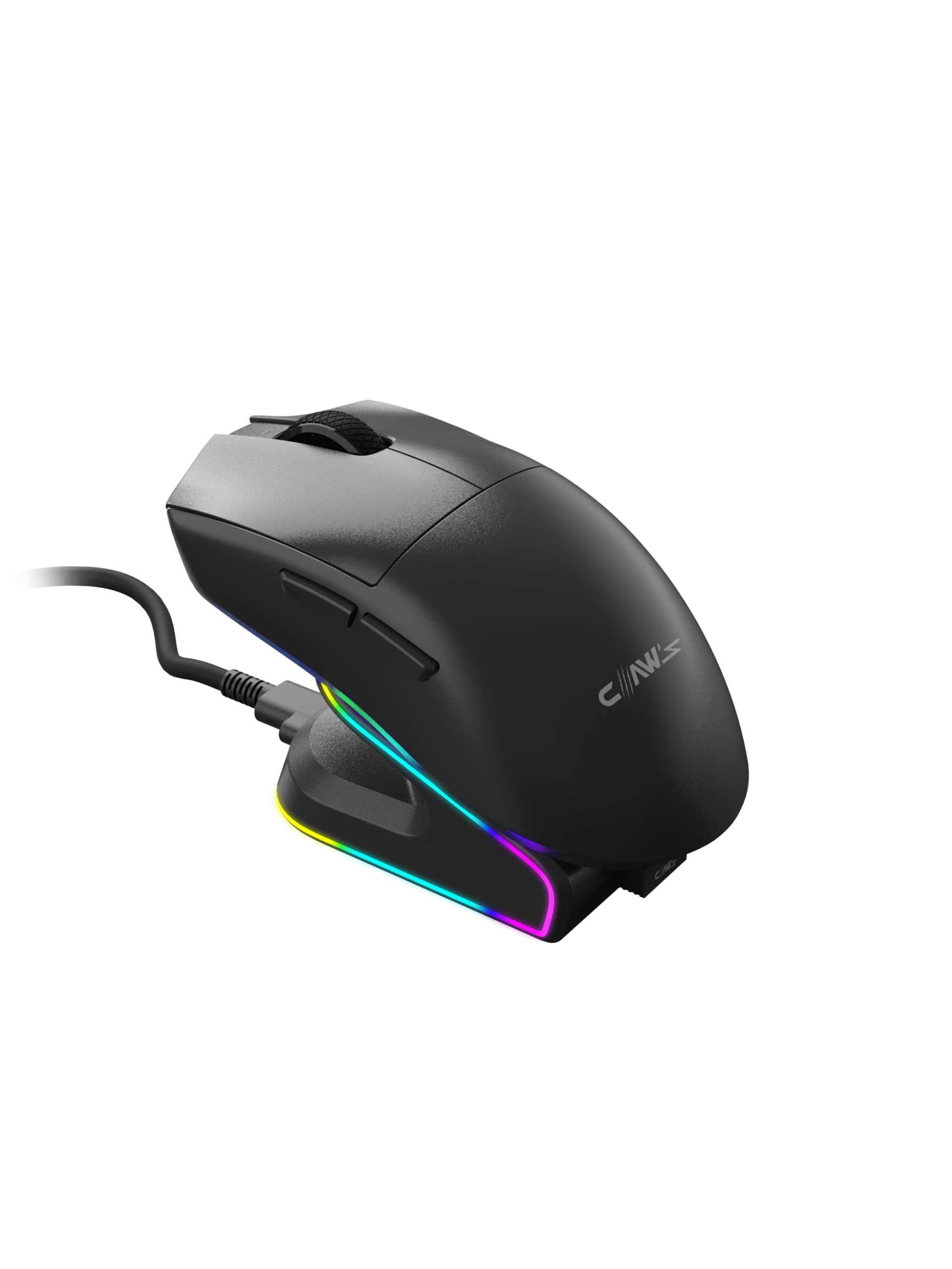Claw's ZYRA 24000 Dpi Pixart PAW 3311 RGB Dock & Ekstra USB Port - Makro Yazılım - PTFE Kaplama Ultra Hafif 45gr Kablosuz Gaming Mouse (2.4Ghz + BT + Type-C)