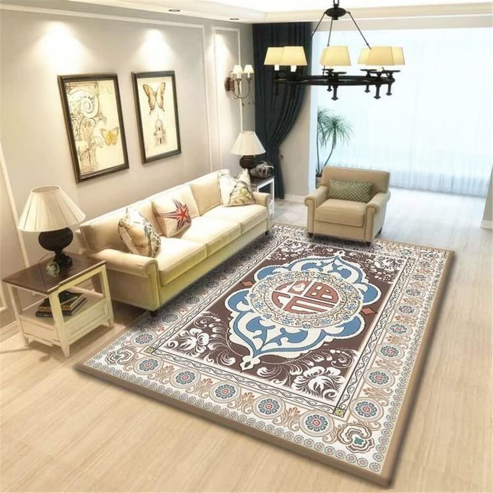 Tapis de salle d'étude vintage gris à motifs géométriques pour un espace de travail inspirant
