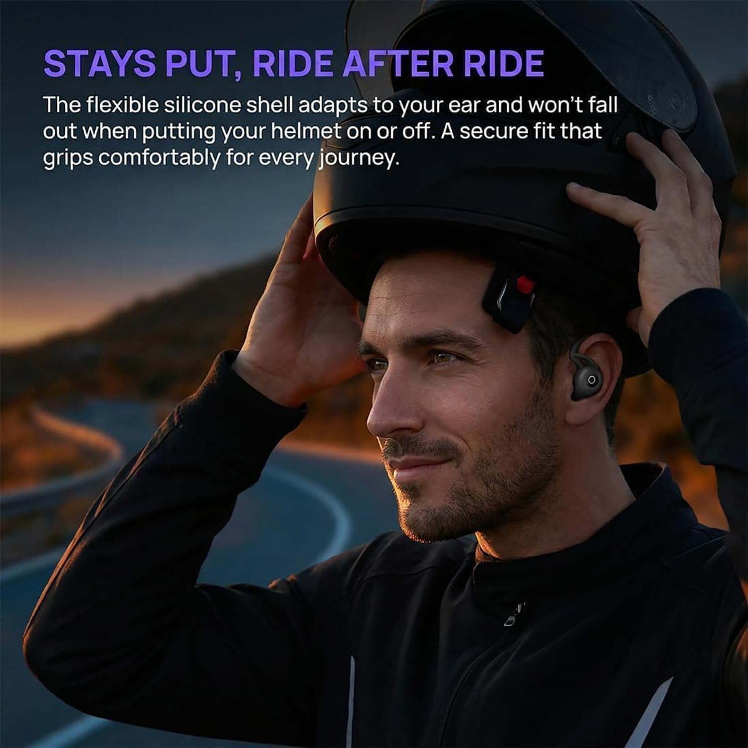 Artevive - Auriculares Bluetooth para motocicleta, IPX7, cancelación de ruido del viento, puntas de silicona suave para motocicleta, ciclismo, esquí, equitación (blanco)