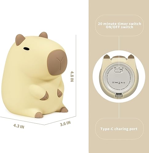 Miniatura 5 de Luz nocturna de pato, lámpara LED de pato blando, bonita luz nocturna de silicona regulable para guardería, lámpara táctil recargable para amamantar