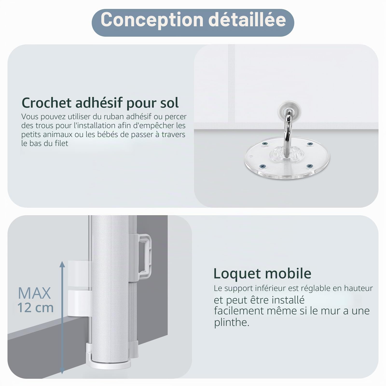 Barrière de Sécurité Rétractable 0-140 cm, Barriere de Securite Enfant Extensible, Barriere de Securite Enroulable pour Escaliers et Couloirs scalier pour Bébés Enfant et Chiens Blanc