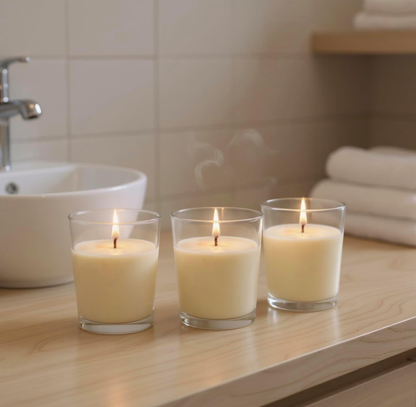 Mister Candle - 2" Glass Votive Candles – 54 Pack, Soy Wax Filled Candle Holders, 10 Hour Burn Time, Hand Poured Unscented White Votives for Weddings, Events, Emergency Use, Party Favors