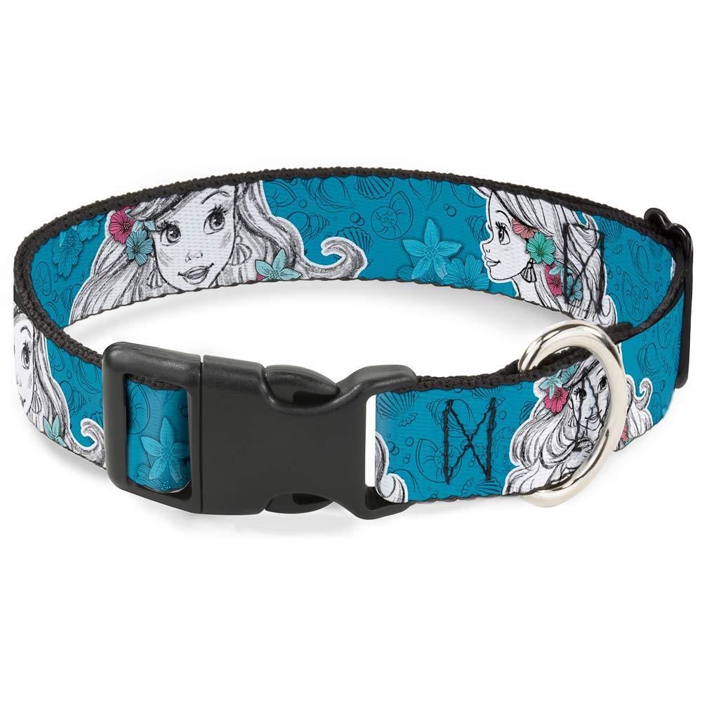 Collier Ariel Disney Buckle Down en plastique bleu et blanc pour chien