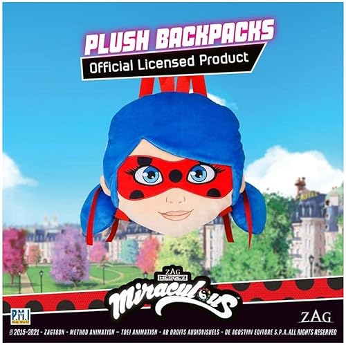 Miniatura 2 de P.M.I. Mochila escolar de felpa Miraculous Ladybug Uno de los dos coleccionables de 12 pulgadas de alto Juguetes milagrosos de mariquita