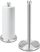 DAWNER Freestanding Paper Towel Holder Stainless Steel Countertop Stand Weighted Base One-Handed Tear Brushed Nickel