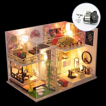 Dollhouse Miniature, Bamboo Maple Cottage | Furniture Kit, Handmade Chinese Style Loft, DIY House Model, Romantic