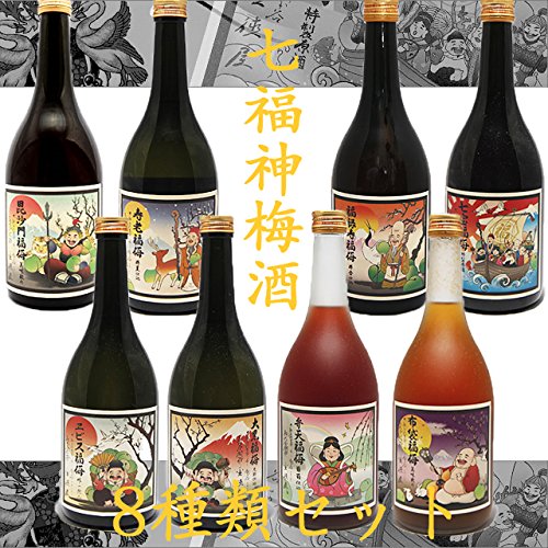 Amazon.co.jp: めでたいめでたい七福神梅酒！720ml・8本セット【河内