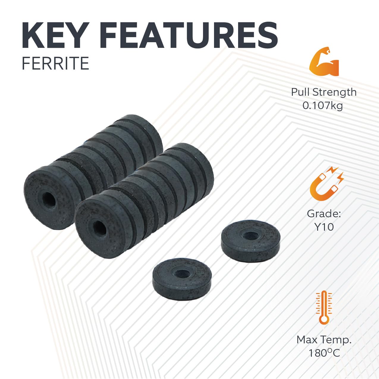 Aimants de Ferrite Y10 Pour Les Arts, L'Artisanat, la Fabrication de Modèles, Le Bricolage et Les Passe-Temps - 12mm O.D. x 3mm I.D. x 3,3mm D'Épaisseur - Put de 0,1kg - Pack de 800