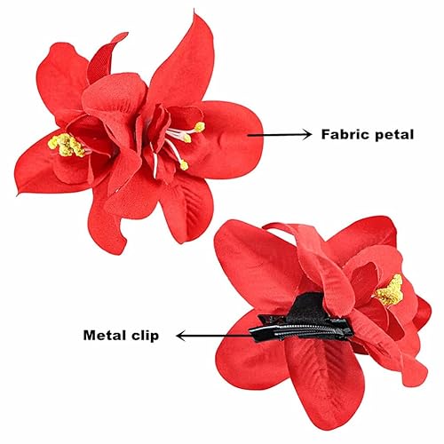Miniatura 3 de ALIMITOPIA Pinza para el pelo de flores, tela hawaiana bohemia, orquídea artificial, horquilla, pasador, tocado, pasadores, accesorios para el