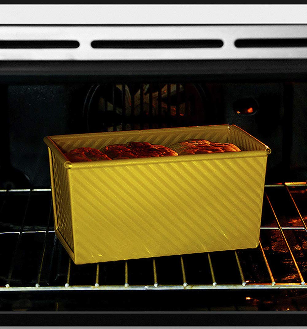 Molde antiadherente de cerámica para hornear pan con tapa, caja de aluminio corrugado para pan casero