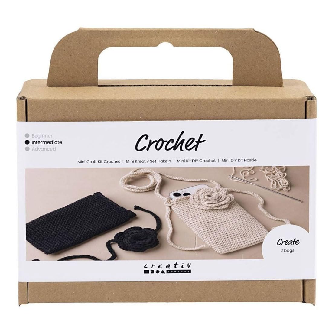 Mini Craft Kit Crochet, Bag with Rose, 1 Pack, Multicolour, Small