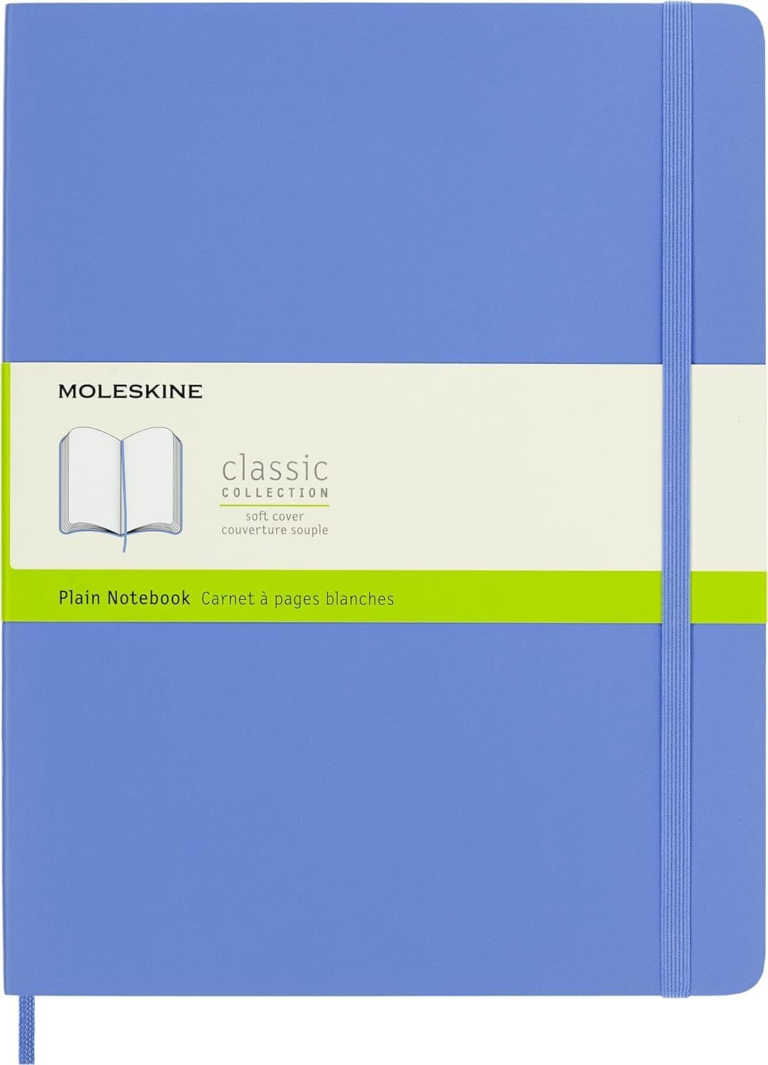 Moleskine Classic Notebook, Soft Cover, XL (7.5" x 9.5") Plain/Blank, Hydrangea Blue, 192 Pages