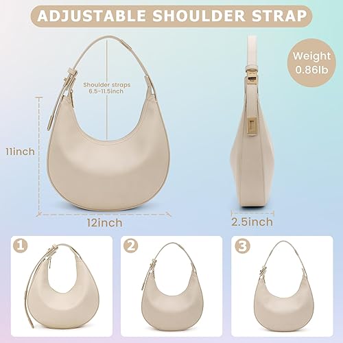 Miniatura 3 de Bolsos de hombro de 3 maneras de ajustar la correa de hombro para las mujeres impermeable de cuero con cierre de cremallera monederos bolsos hobo