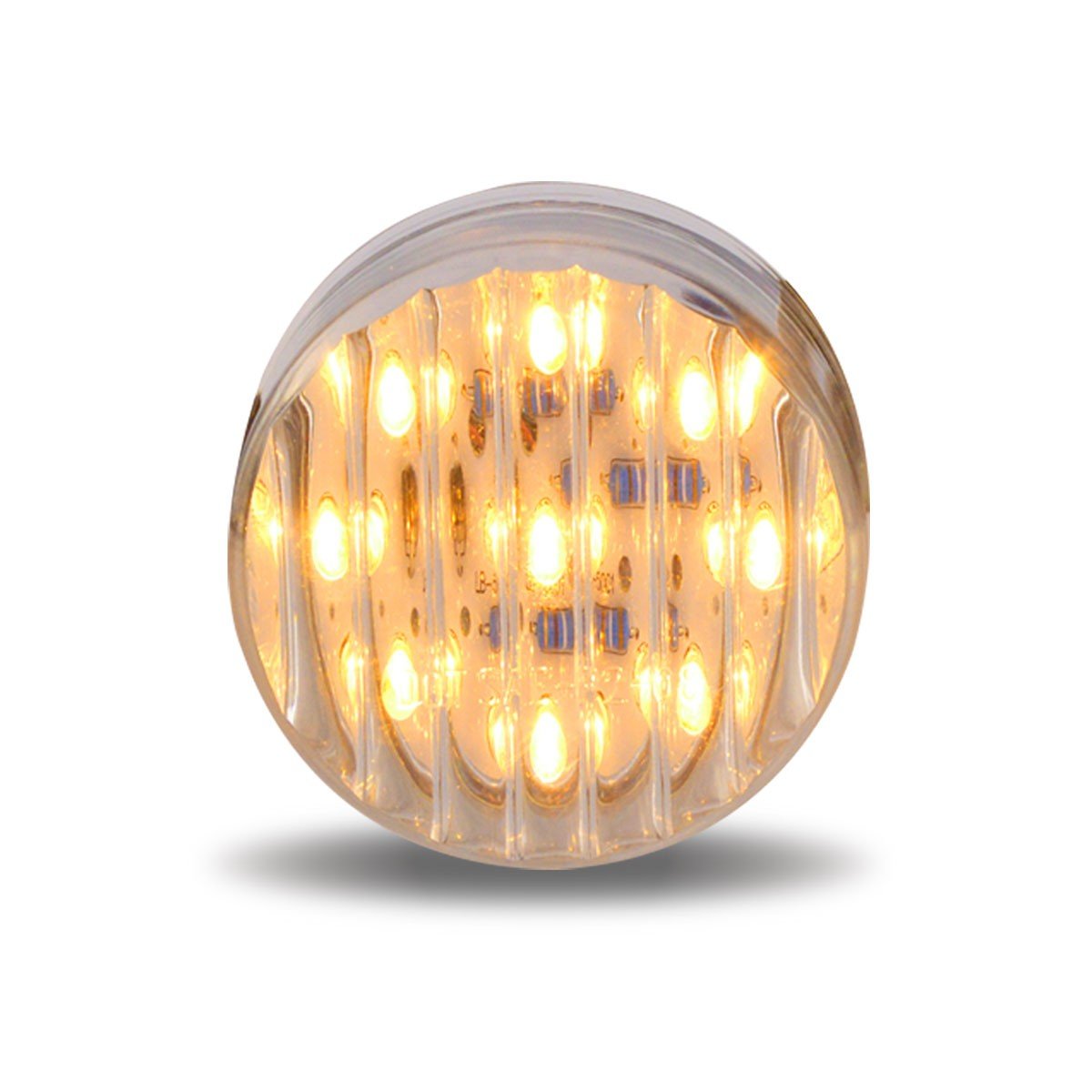 Trux Accessories Ribbed LED Marker Light - 2 1/2in. Round, 13 Diodes, Clear Amber, Model Number TLED-2HTA