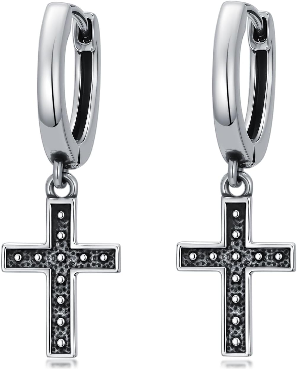 Cross Earrings 925 Sterling Silver Dangle Cross Earrings Religious Jewelry for Men Women