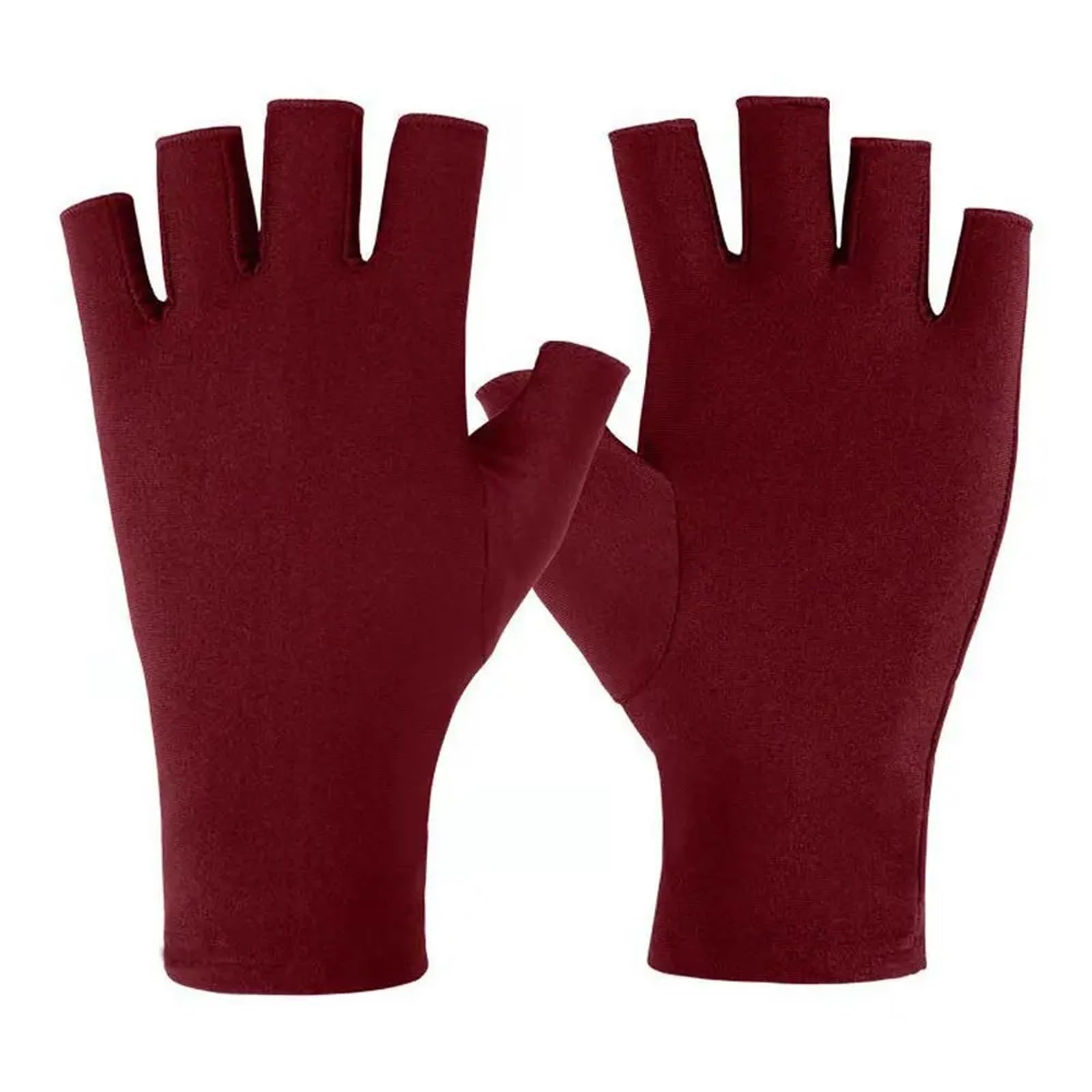 JMORCO Sun Gloves Short Breathable Two Finger Fashion Sunscreen Outdoor Fingerless Women Gloves Ice Silk Man Mittens(Red-fingerless)
