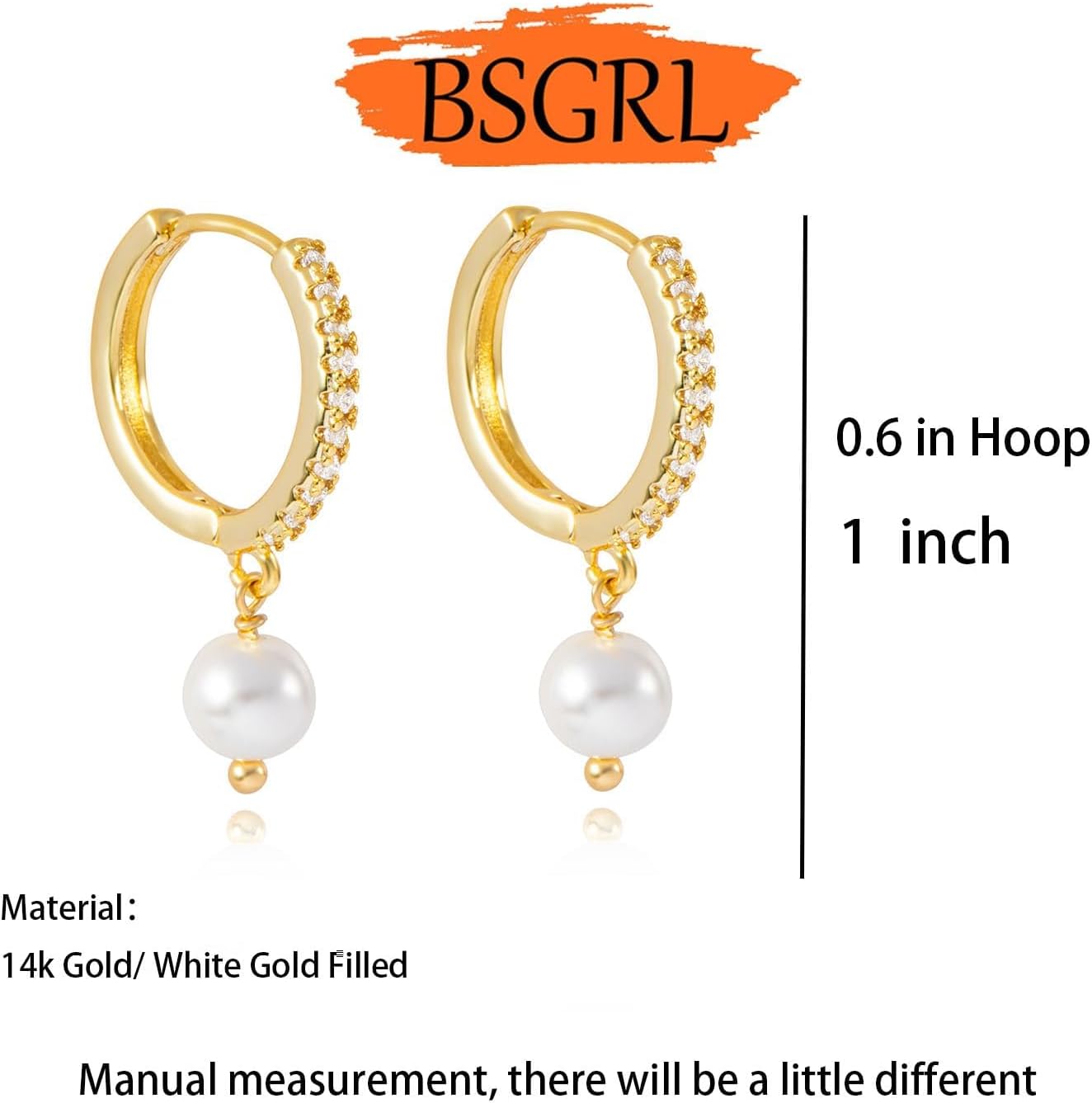 Pearl Earrings-14K Gold Plated Dainty Pearl Huggie Small Hoop Drop Dangle Earrings for Women Bridal Bridesmaids Elegant Wedding Jewelry - Image 5