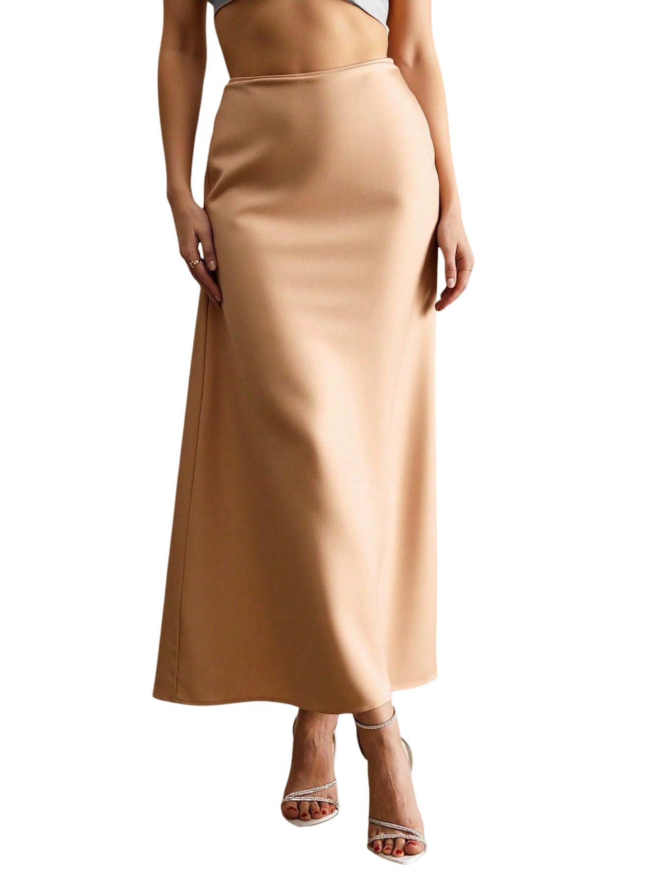 Womens Satin Maxi Skirt Elegant High Waisted Dressy Casual Skirts Work Office Outfits
