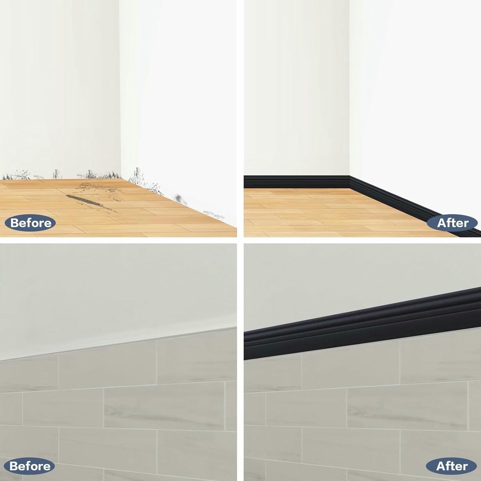 Moldura de zócalo Flexible, moldura de zócalo de Pared de Vinilo, moldura de Goma autoadhesiva, sellador y Tiras para zócalos de Piso y más (Plata Burdeos, 10 m/16,4 pies)