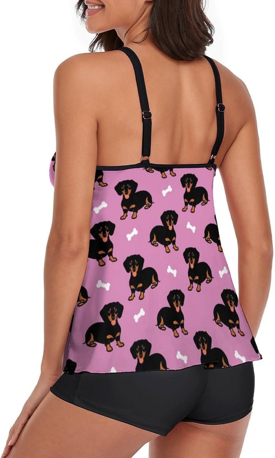 Women's Tummy Control Tankini Set, Loose Fit Tank Top with Shorts Modest Swimwear