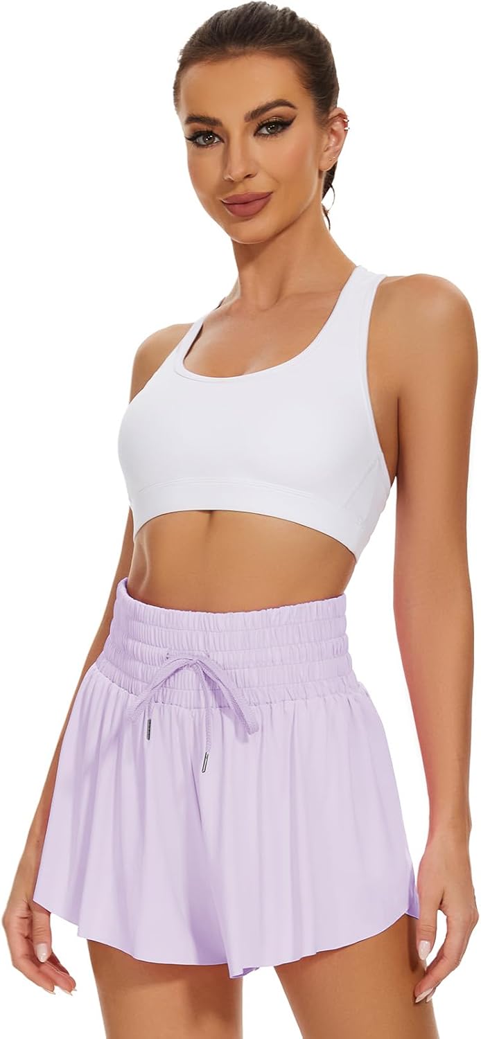 High Waist Flowy Athletic Shorts for Women High Rise Workout Gym Butterfly Shorts - Image 2