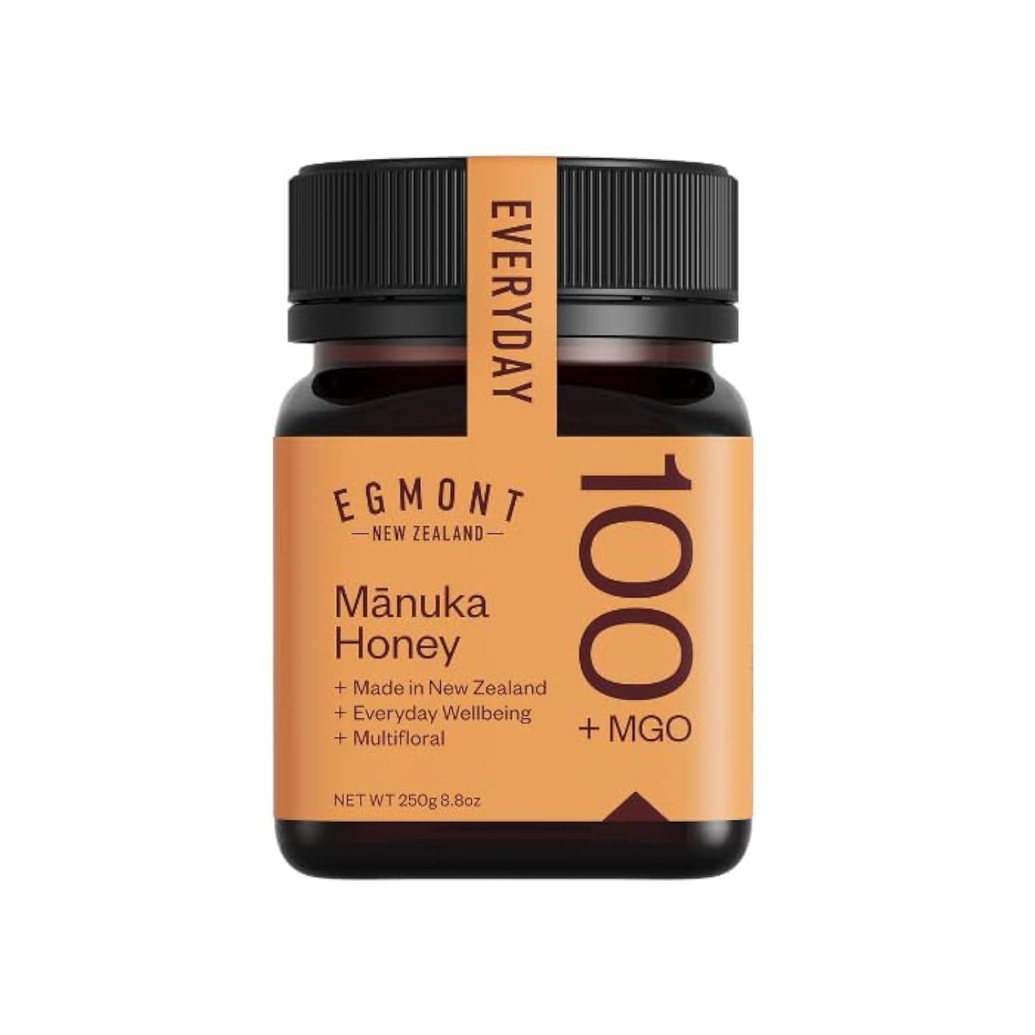 Egmont Raw Manuka Honey Multifloral 100+ MGO, 250 Grams | Authentic & Unpasteuried | 100% Pure New Zealand Honey | NON-GMO | 8.8oz