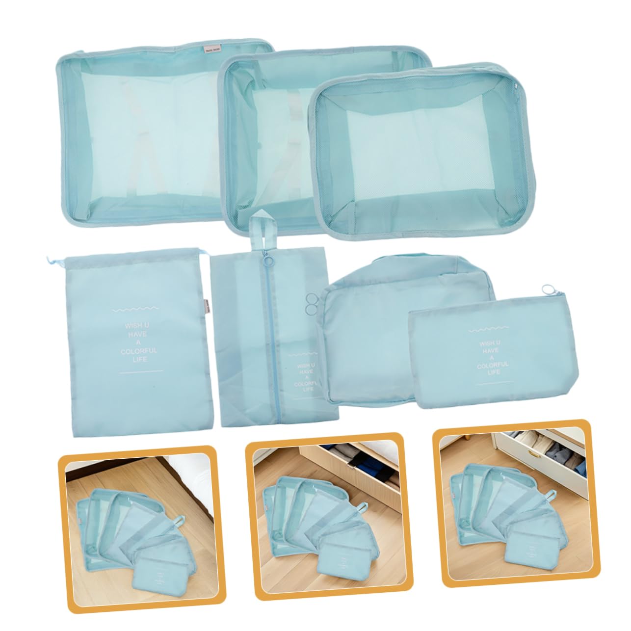 14pezzi Organizzatore da Viaggio in Set da Cubi di Compressione per Imballaggio Borsa per Indumenti e Biancheria Borsa per Scarpe da Viaggio