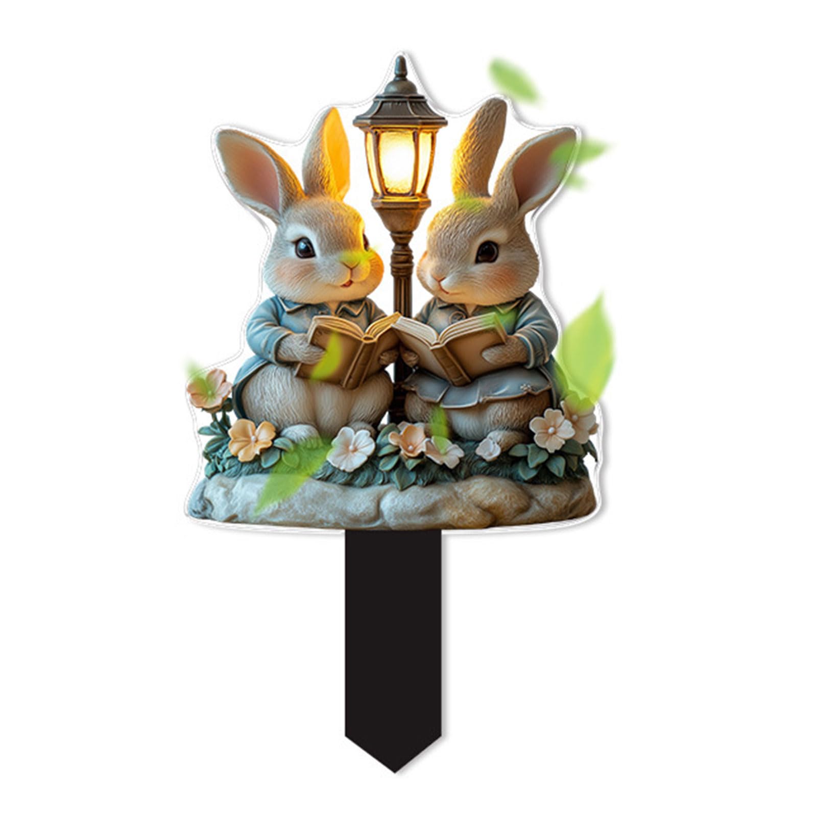 alloneslife 2D Easter Rabbits Figure Sign Acrylic Garden Stake Decoration for Outdoor Party and Holiday Festivities Acrylic Easter Yard Decoration
