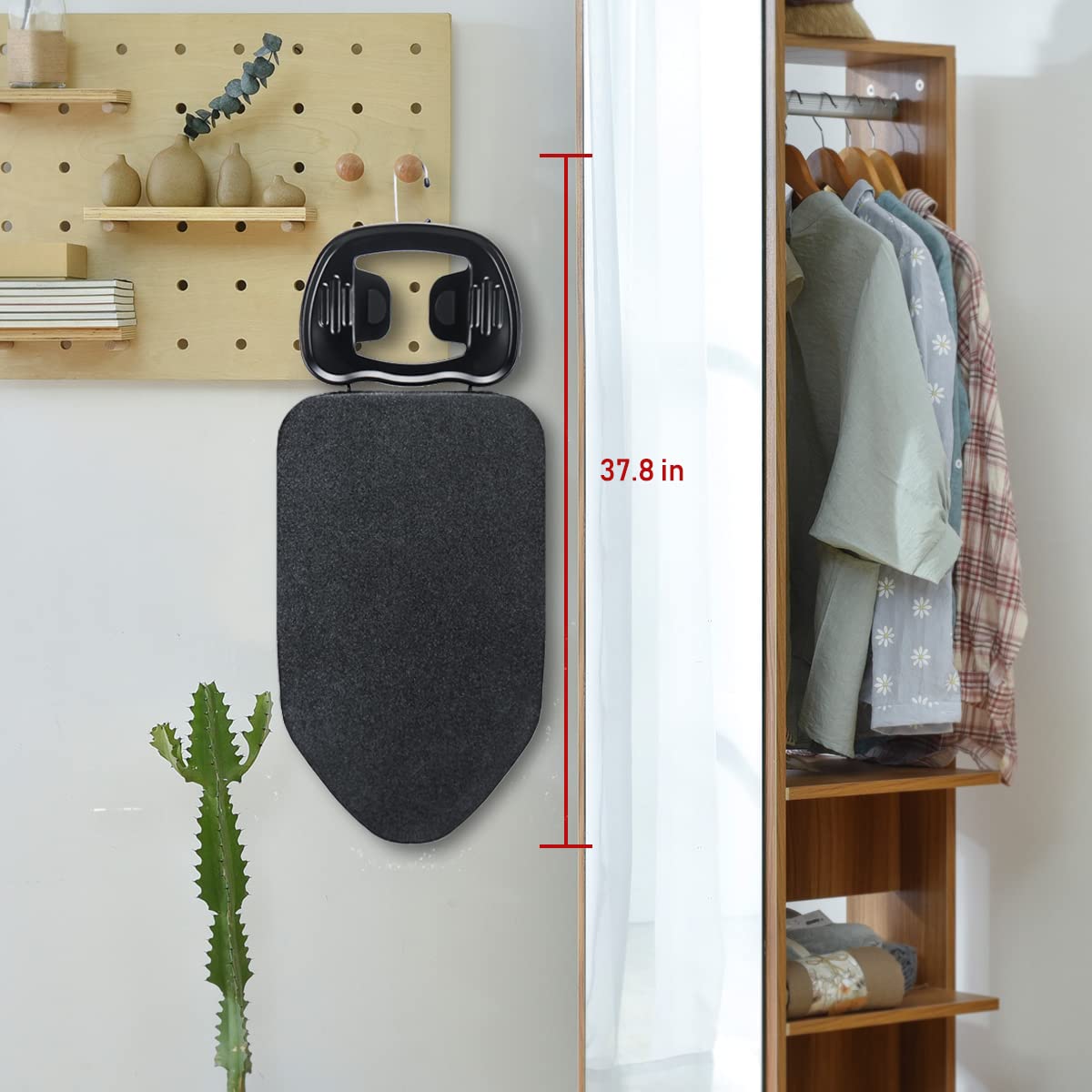 Duwee Bügelbrett Kleines mit Bügeleisenablage,Tischbügelbrett mit hitzebeständigem Bezug mit dickem, gepolstertem Bezug, klappbare Beine, schwarz,36x64cm | Kleine Bügelbretter mit klappbaren Beinen, Bügelbrett mit hitzebeständigem Bezug und dickem Polster