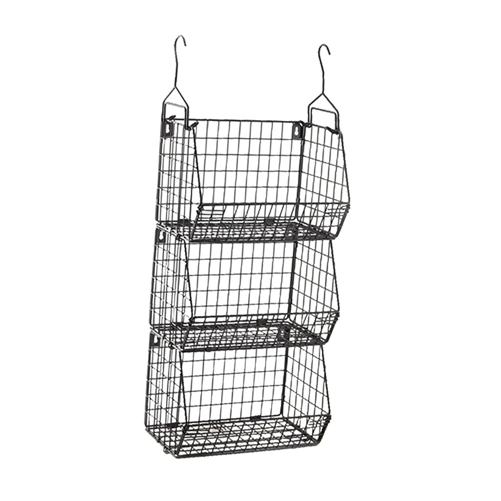 Juego de de Almacenamiento, Cestas Colgantes Apilables de Metal con Gancho, Hierro Inoxidable para Aperitivos Y Especias, Aptas para La Cocin, 3 Niveles, Individual