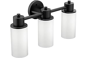 Moen Iso Collection DN0763BL 3-Light Dual-Mount Bath Bathroom Vanity Fixture with Frosted Glass, Matte Black