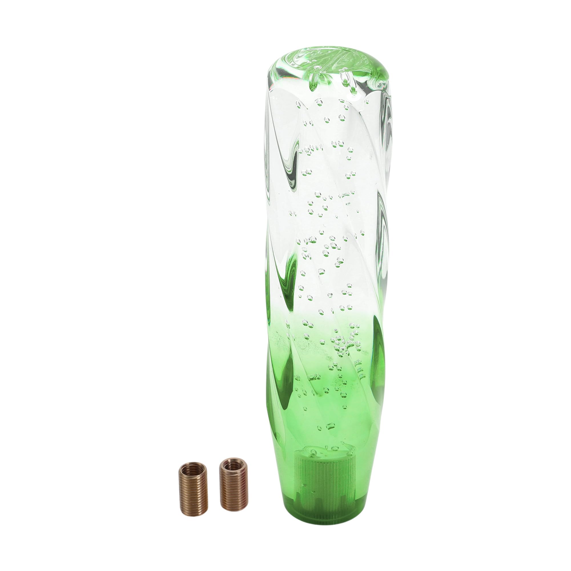 INFINAUTO Car Shift Knob, 20cm Universal for Automatic and Manual Vehicle Gear Shifter Knob with 2 Adapter Acrylic Clear Green, 1 Set