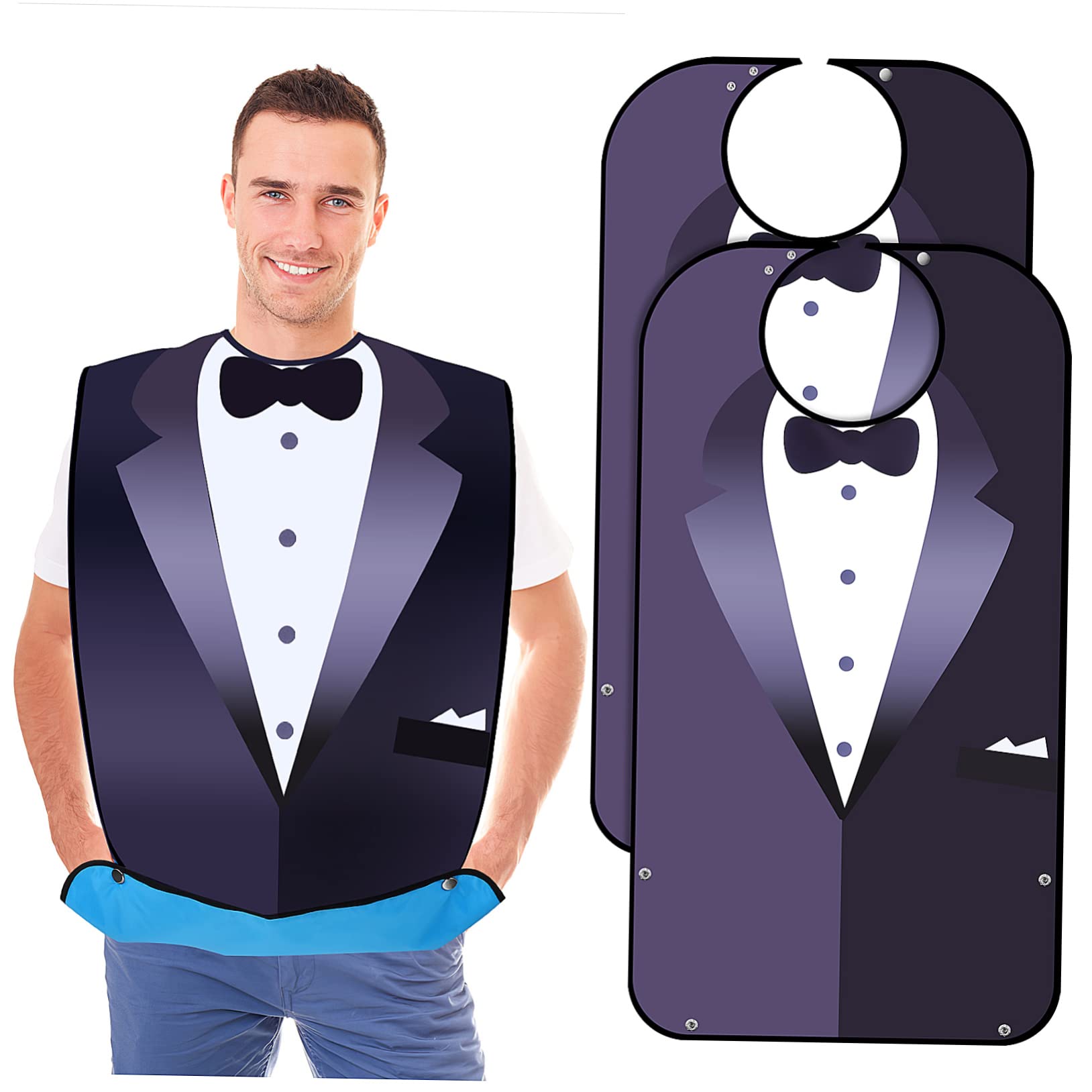 KALLORY 2 Pcs Bib Mealtime Clothing Protector Adult Aprons Dining Clothing Protectors Wedding Party Supplies Elder Burp Cloth Funny Adult Smock Man Polyester Food