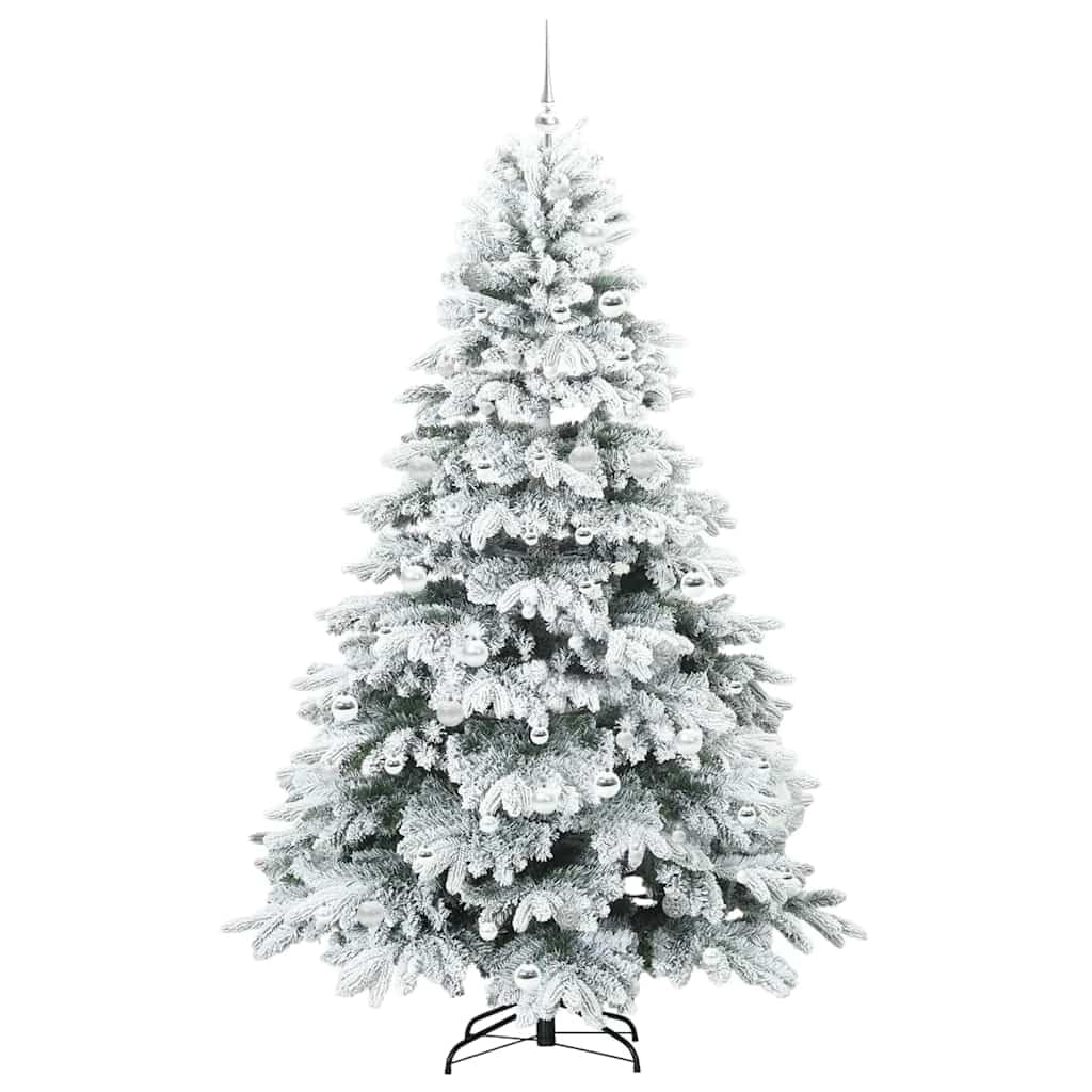 Sapin de Noël artificiel blanc 210 cm, PE et PVC, 300 LED blanc chaud, support pliable, pour intérieur et extérieur, durable