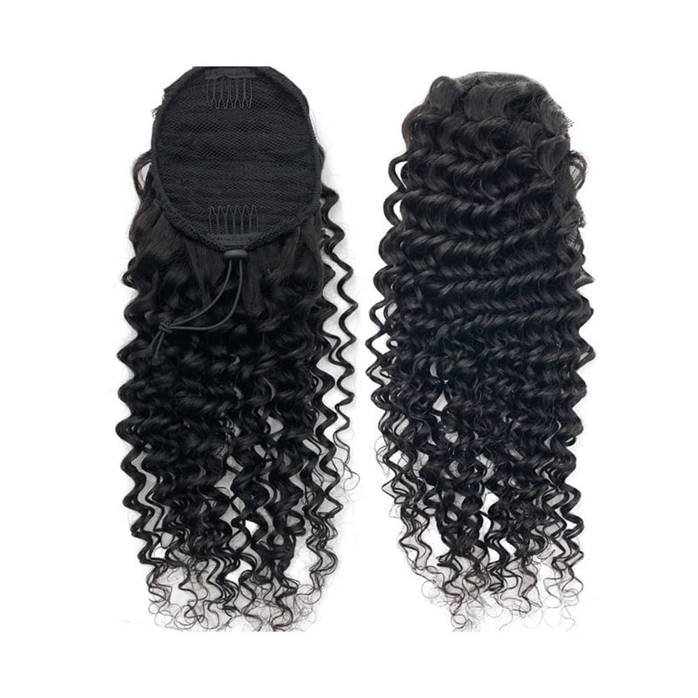 Extensión de cola de caballo negra, 12-26 pulgadas, cordón rizado para mujeres, para enganchar, falsas colas de caballo rizadas sintéticas, extensiones de cabello para uso diario (35,5 cm)