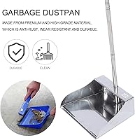 Vista 4 de STOBOK Sartenes de polvo con mango de acero inoxidable recogedor vertical para el hogar, cocina, patio, oficina, herramienta de limpieza