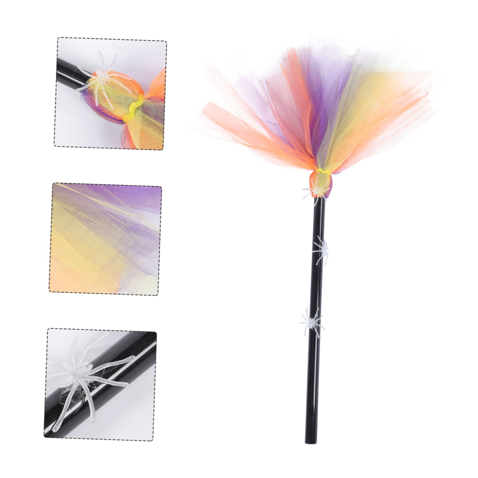 HOMOCONO 1pc Halloween Broom Halloween Wizard Broom Cosplay Broom Halloween Ornaments Model Moss Strips Witch Cosplay Prop Halloween Witches Broom Cosplay Costumes Party Broom ? Plastic